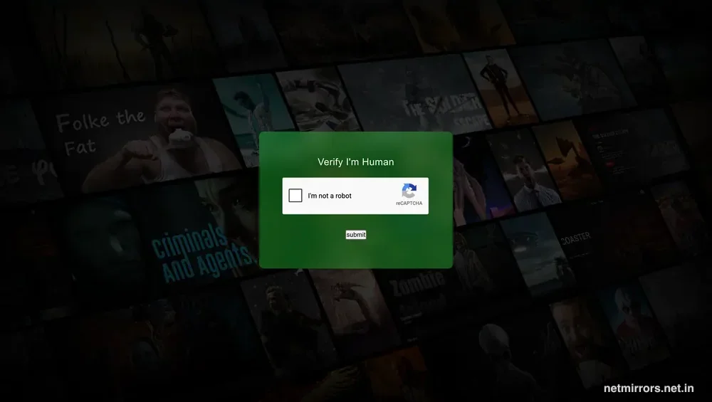 net11.cc CAPTCHA verification screen with I am not a robot checkbox