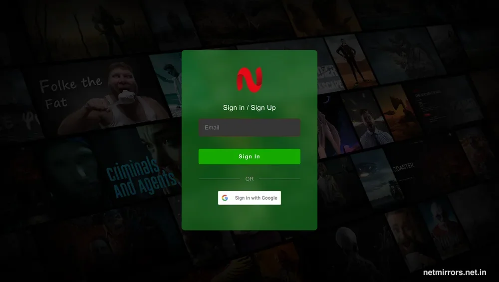 PCMirror Web signup form on net11.cc asking for email and password
