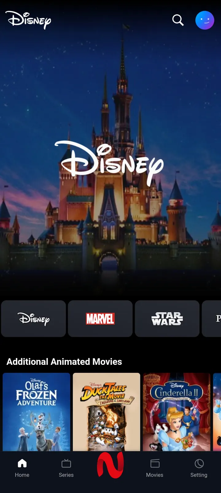 NetMirror Disney+ Standalone Section screen